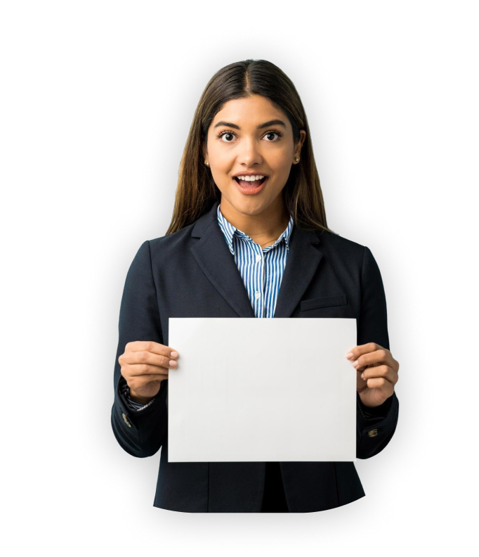 Businesswoman holding a certificate